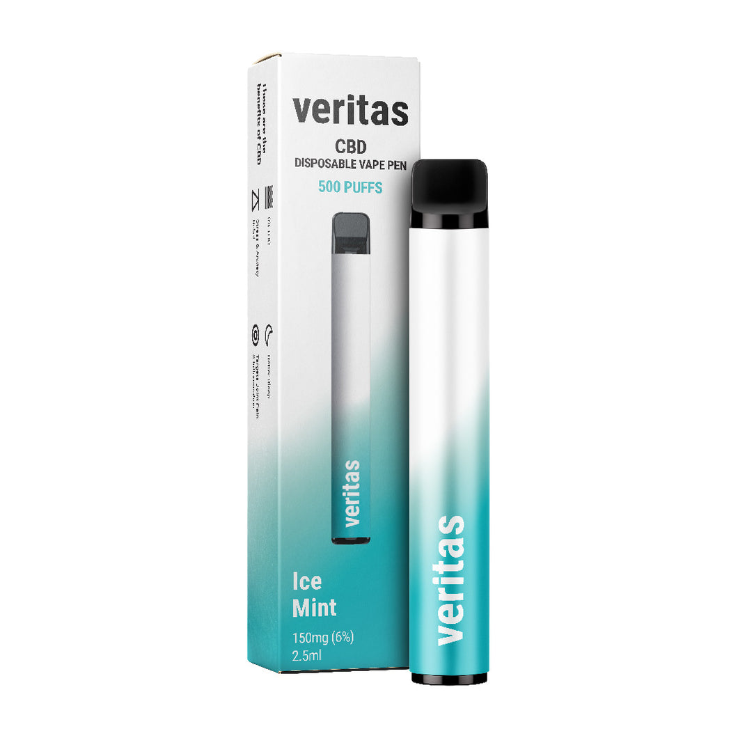 Veritas CBD Disposable Vape Pens - Ice Mint - 150mg CBD- 2.5ml